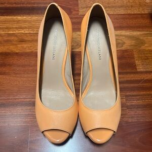 Antonio Melani Size 10 M ERIKA Orange Leather Open Toe Heels New Womens Shoes
